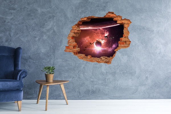 Hole wall sticker Space Journey Through a Hole in the Wall