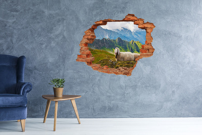 Hole in the wall decal Mountain meadow with sheep