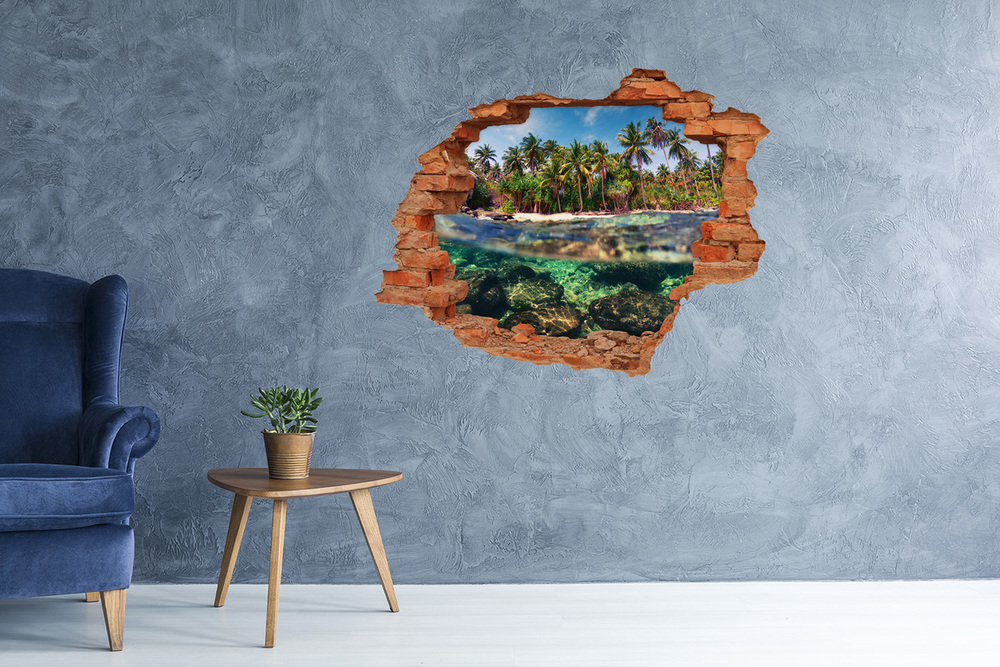 Hole in the wall sticker Tropical beach