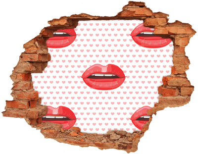Hole in the wall decal Lips in hearts
