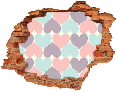 3D wall hole Colorful hearts