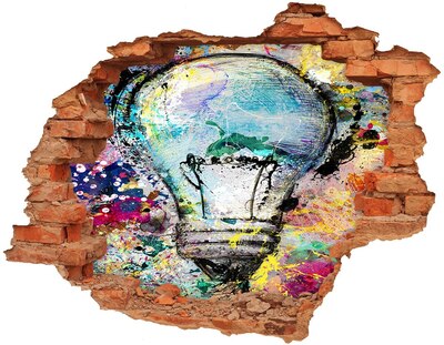 3D wall hole A damaged wall with a lamp