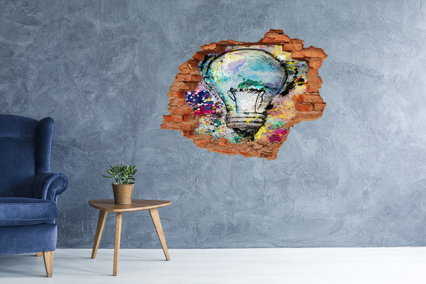 3D wall hole A damaged wall with a lamp