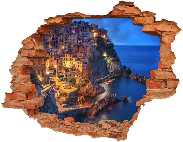 3D wall hole A picturesque seaside town