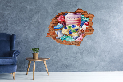 Hole wall sticker Colorful muffins