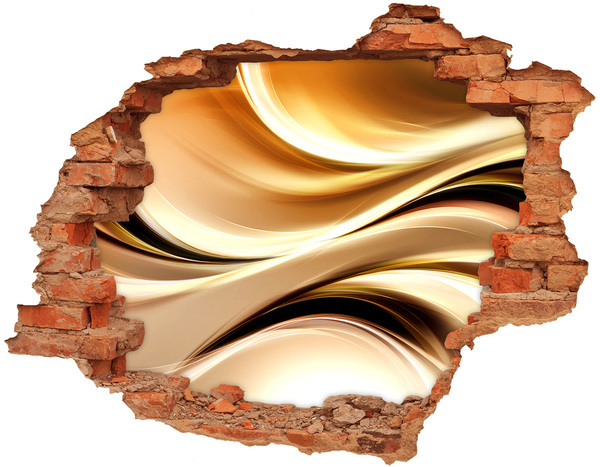 Hole wall sticker Golden waves in the wall