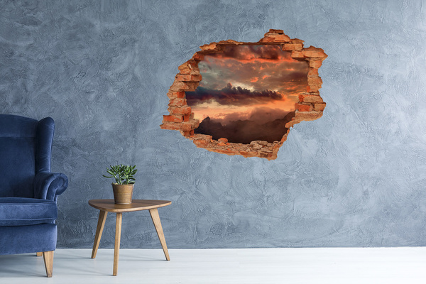 Hole wall sticker Sunset of the mountain