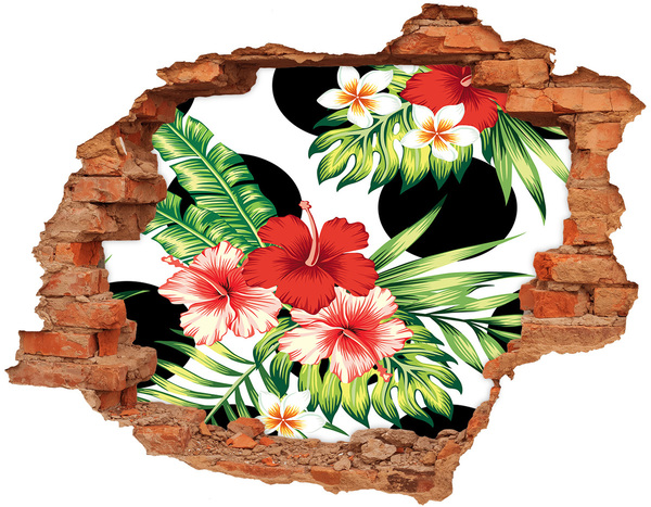 Hole wall sticker Tropical paradise with flowers