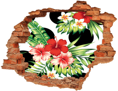 Hole wall sticker Tropical paradise with flowers