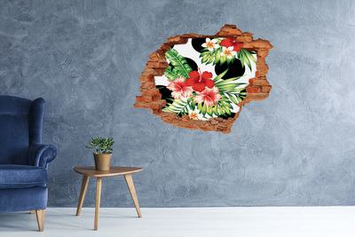 Hole wall sticker Tropical paradise with flowers