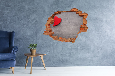 3D wall hole wallpaper Red hearts