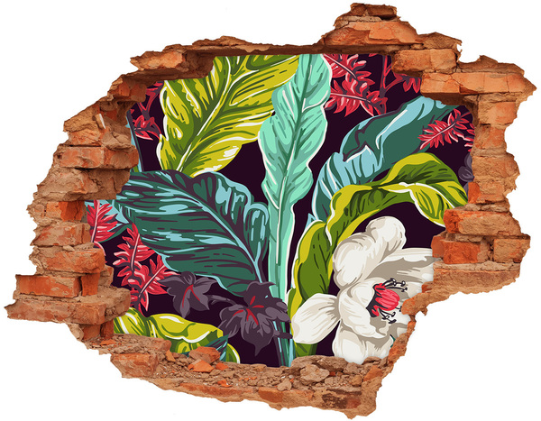 3D wall hole Tropical flowers