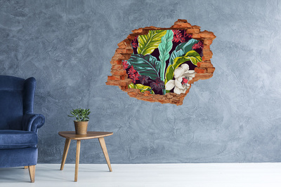 3D wall hole Tropical flowers