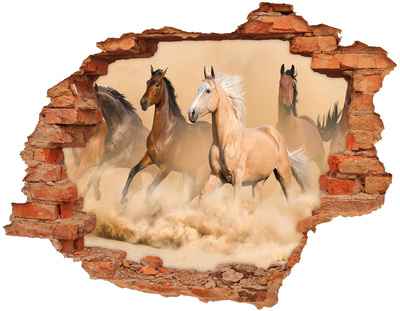 Hole in the wall sticker Galloping horses in the wild