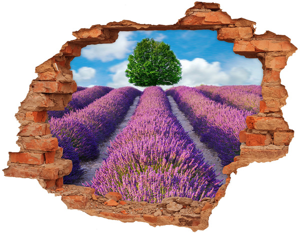Hole in the wall sticker Lavender field behind the wall