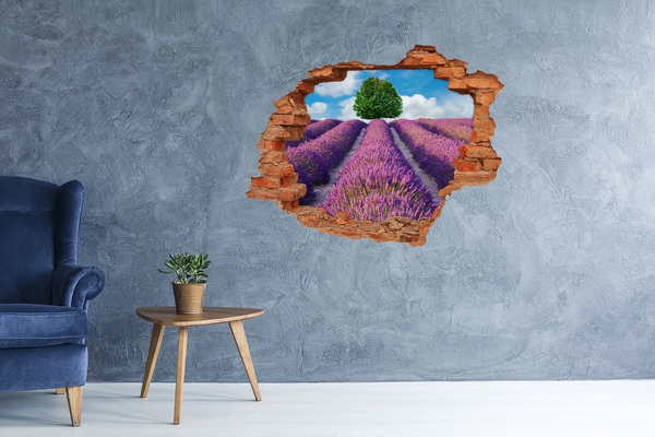 Hole in the wall sticker Lavender field behind the wall