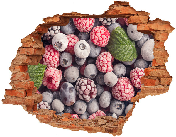 3D wall hole wallpaper Frozen forest fruit