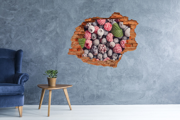 3D wall hole wallpaper Frozen forest fruit