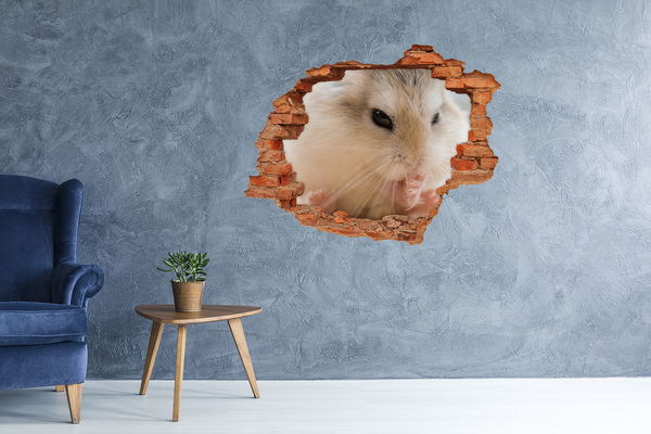 Hole in the wall sticker Hamster in a hole in the wall