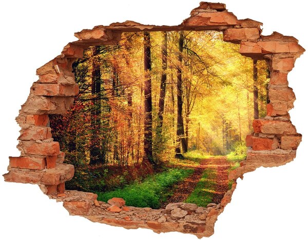Hole wall sticker Golden autumn in the forest