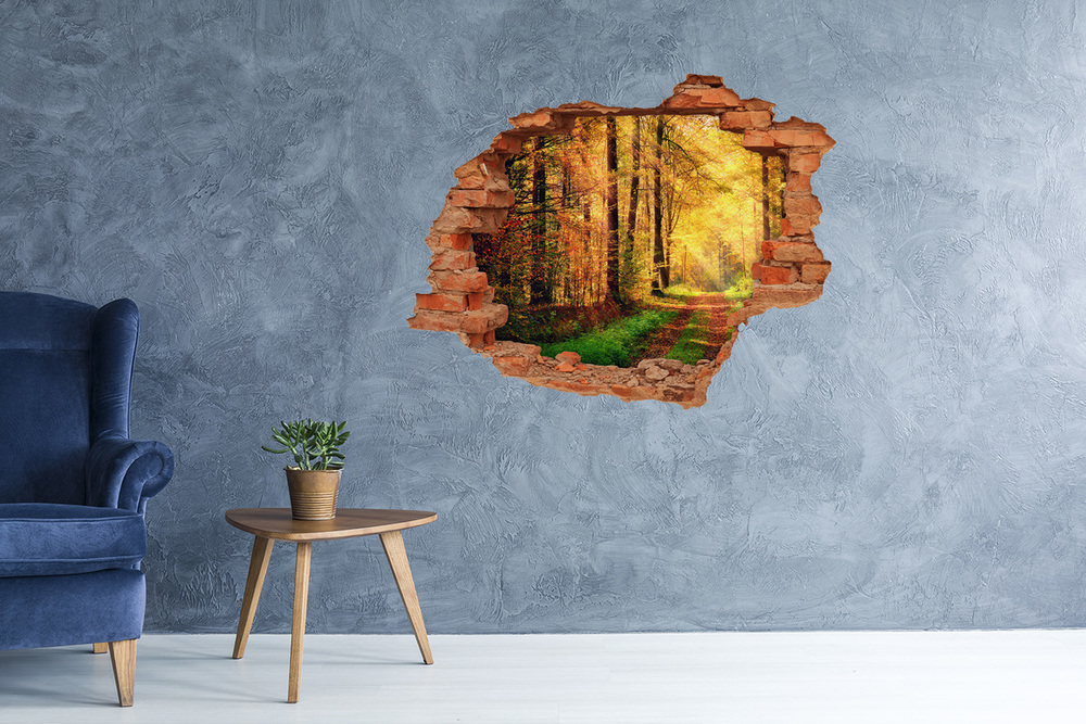 Hole wall sticker Forest in autumn