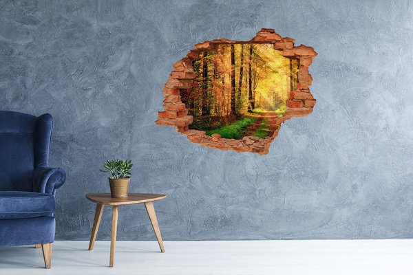 Hole wall sticker Golden autumn in the forest