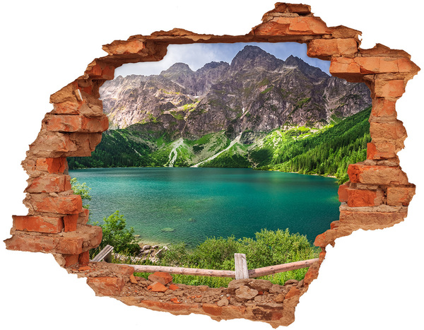 Hole in the wall decal Mountain landscape by the lake