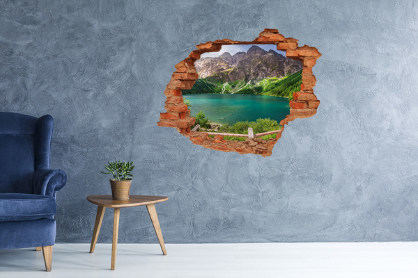 Hole in the wall decal Mountain landscape by the lake