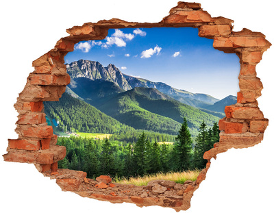 Hole in the wall sticker Mountain landscape through a hole in the wall