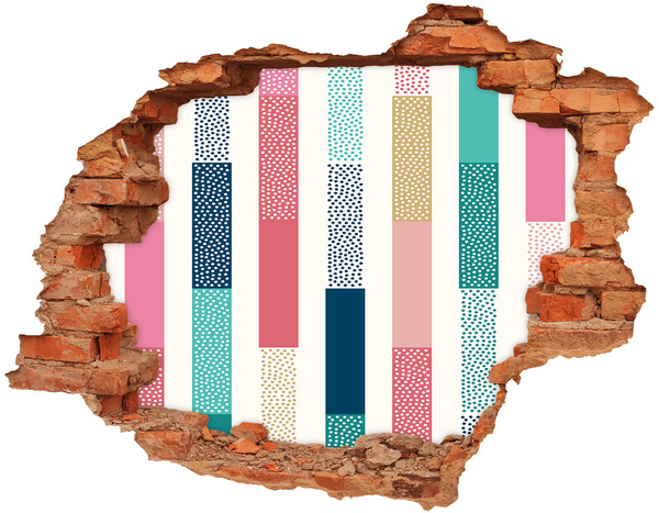 Hole in the wall sticker A modern mural with colorful stripes