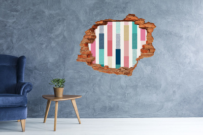 Hole in the wall sticker A modern mural with colorful stripes