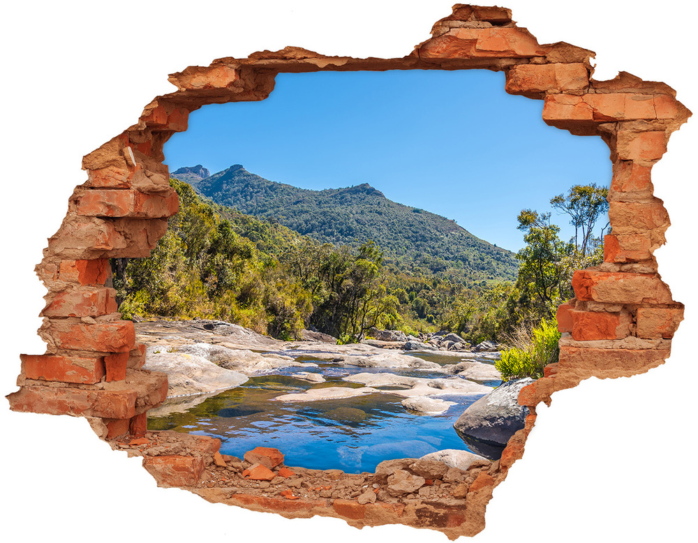 Hole in the wall sticker River in the forest