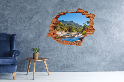 Hole in the wall sticker River in the forest