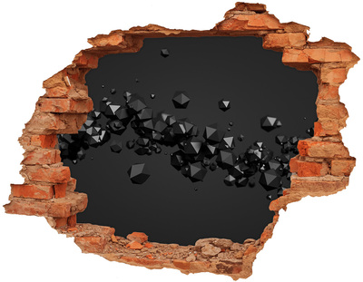 3D wall hole wallpaper Black abyss with crystals