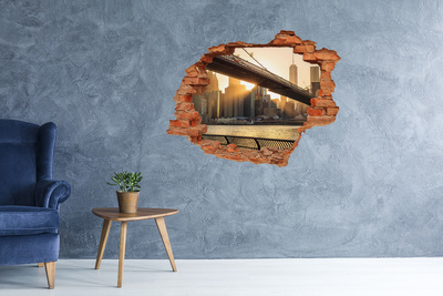 Hole in the wall decal Bridge in the setting sun