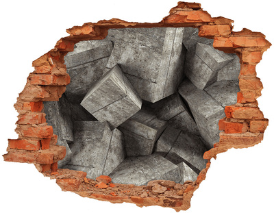 Hole in the wall decal Concrete cubes