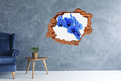 Hole in the wall sticker Blue orchid