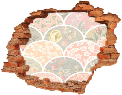 Hole wall sticker Floral pattern behind a damaged wall