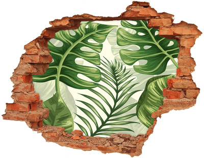 Hole in the wall decal Tropical leaves