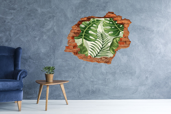 Hole in the wall decal Green jungle behind the wall