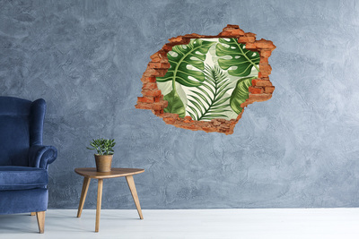 Hole in the wall decal Green jungle behind the wall