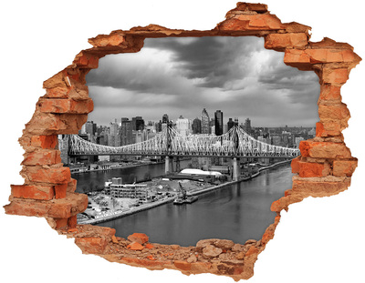Hole wall sticker New York Bridge