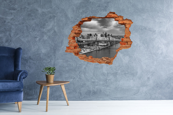Hole wall sticker New York Bridge