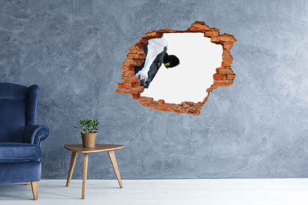 3D wall hole Cow in a hole in the wall