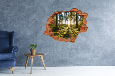 Hole wall sticker Forest glade in the morning