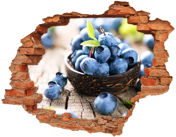 3D wall hole Berries in a wooden bowl