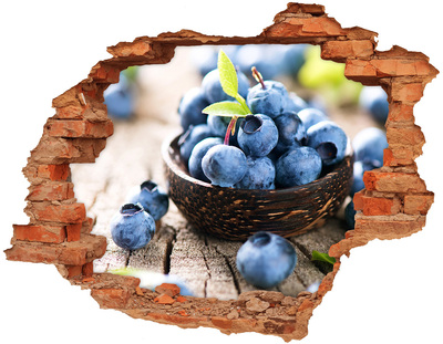 3D wall hole Berries in a wooden bowl
