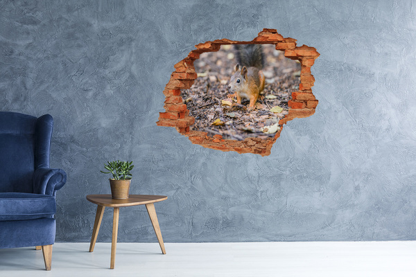 Hole wall sticker Squirrel in the forest