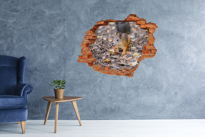 Hole wall sticker Squirrel in the forest