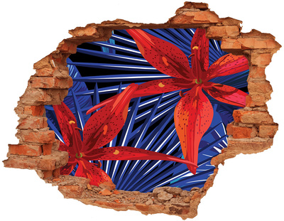 3D wall hole wallpaper A floral burst of color